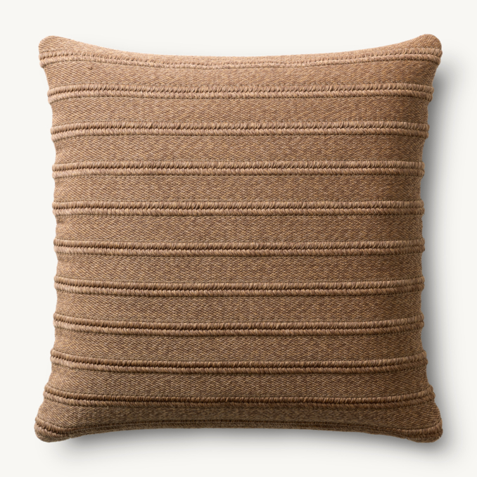 Overhead view of Textural Stripe Handwoven Braided Outdoor Pillow - Square 