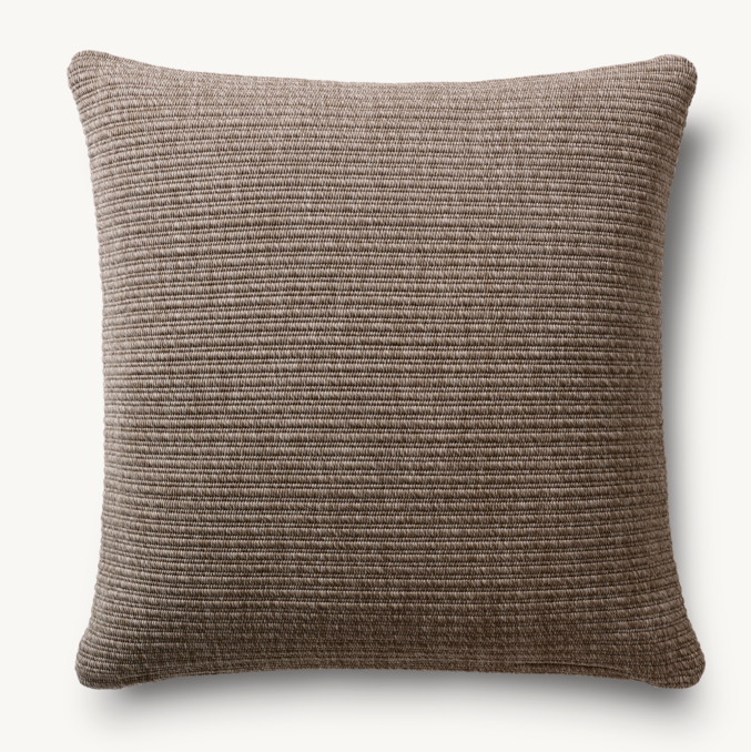 Overhead view of Textural Stripe Handwoven Ribbed Outdoor Pillow - Square 