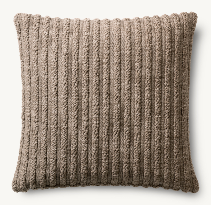 Overhead view of Textural Stripe Handwoven Marled Stripe Outdoor Pillow - Square 