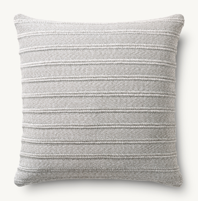 Overhead view of Textural Stripe Handwoven Braided Outdoor Pillow - Square 
