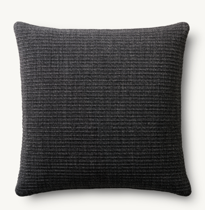 Overhead view of Textural Stripe Handwoven Ribbed Outdoor Pillow - Square 