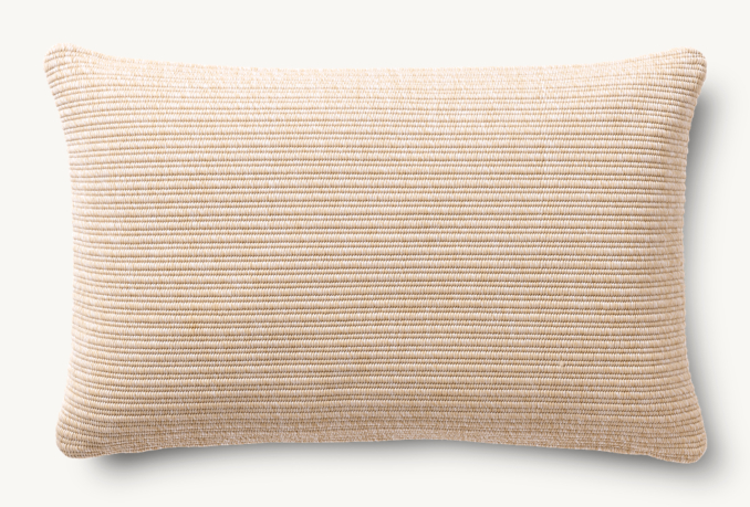 Overhead view of Textural Stripe Handwoven Ribbed Outdoor Pillow - Lumbar 