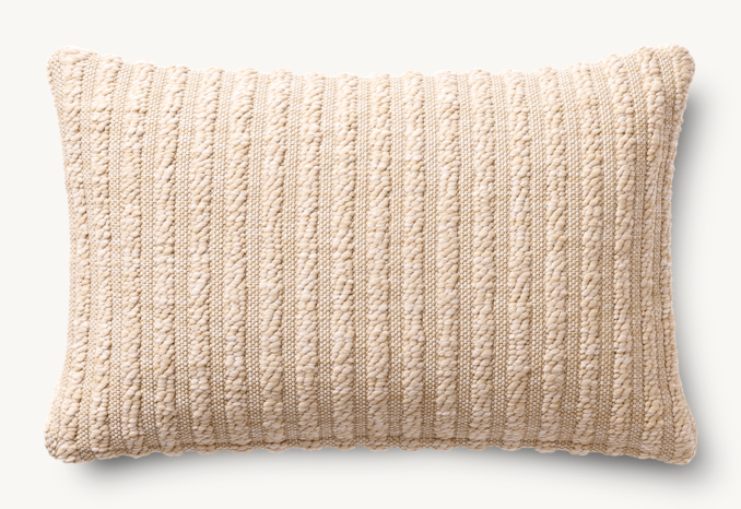 Overhead view of Textural Stripe Handwoven Marled Stripe Outdoor Pillow - Lumbar 