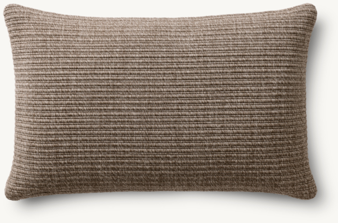 Overhead view of Textural Stripe Handwoven Ribbed Outdoor Pillow - Lumbar 