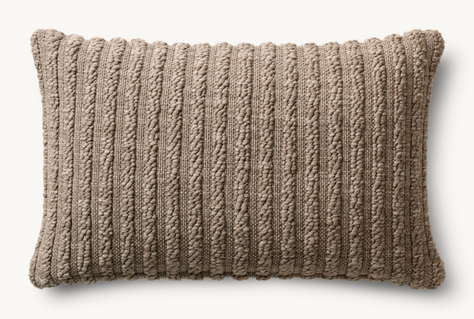 Overhead view of Textural Stripe Handwoven Marled Stripe Outdoor Pillow - Lumbar 