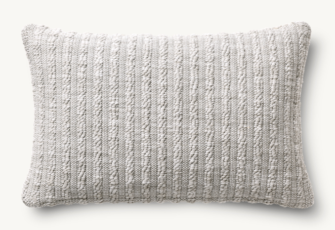 Overhead view of Textural Stripe Handwoven Marled Stripe Outdoor Pillow - Lumbar 