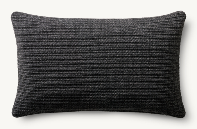 Overhead view of Textural Stripe Handwoven Ribbed Outdoor Pillow - Lumbar 