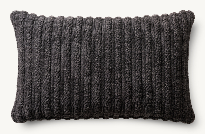 Overhead view of Textural Stripe Handwoven Marled Stripe Outdoor Pillow - Lumbar 