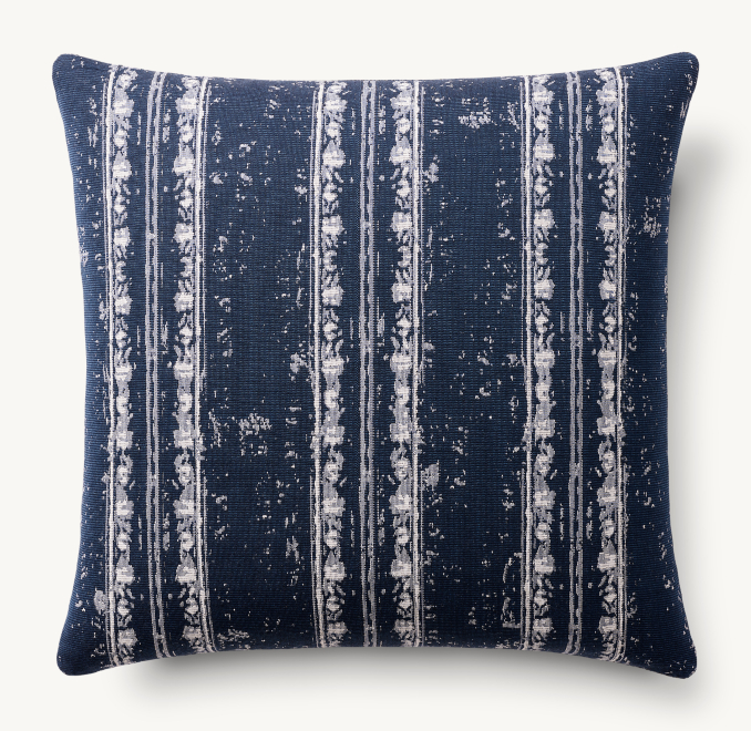 Vue en Hauteur - Housse de Coussin D’Extérieur - Rayures - Carrée - Indigo