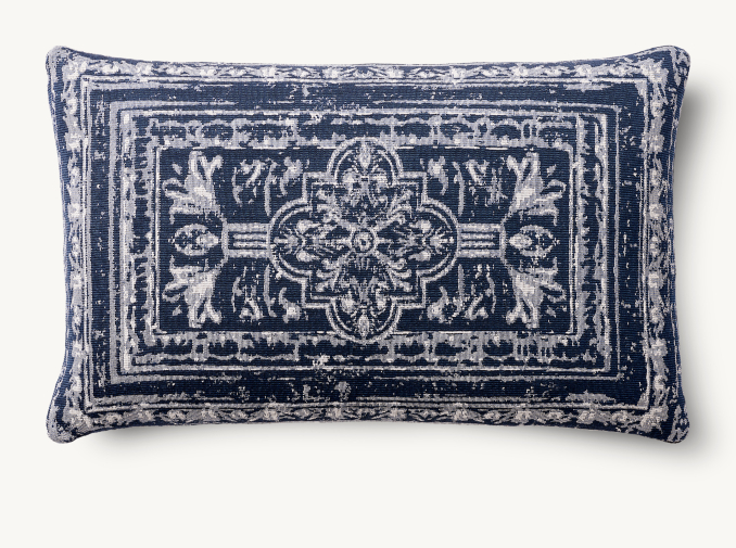 Vue en Hauteur - Housse de Coussin D’Extérieur - Carreau - Rectangulaire - Indigo