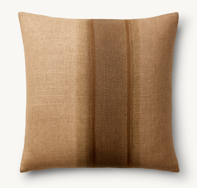 Overhead view of Ombré Linen Pillow Cover - Vertical Stripe - Square 