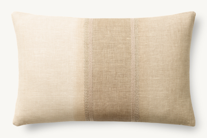 Overhead view of Ombré Linen Pillow Cover - Vertical Stripe - Lumbar 
