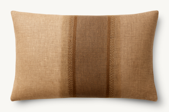 Overhead view of Ombré Linen Pillow Cover - Vertical Stripe - Lumbar 