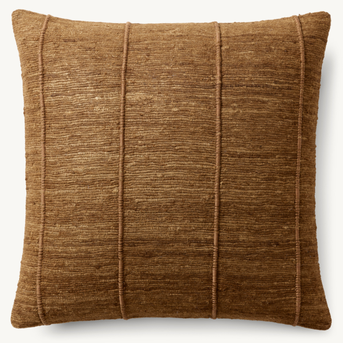 Overhead view of Seta Raw Silk Symmetric Stripe Pillow - Square 