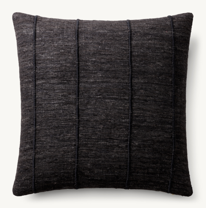 Overhead view of Seta Raw Silk Symmetric Stripe Pillow - Square 