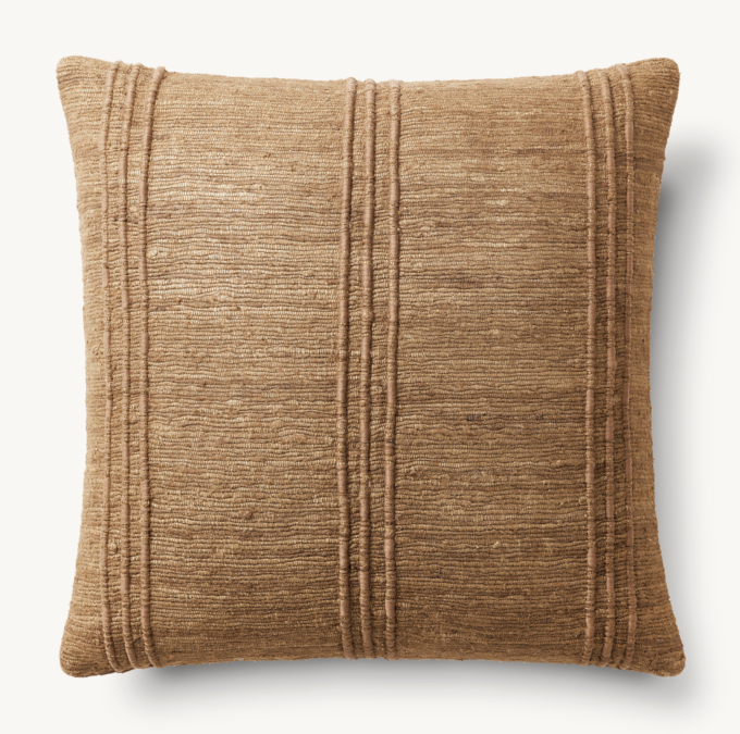 Seta Raw Silk Center Stripe Pillow - Square