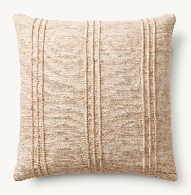 Overhead view of Seta Raw Silk Center Stripe Pillow - Square 