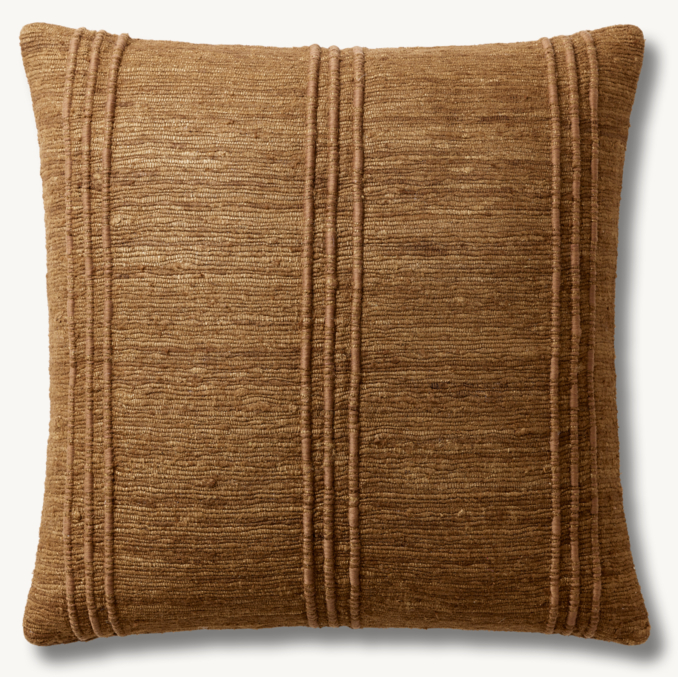 Overhead view of Seta Raw Silk Center Stripe Pillow - Square 