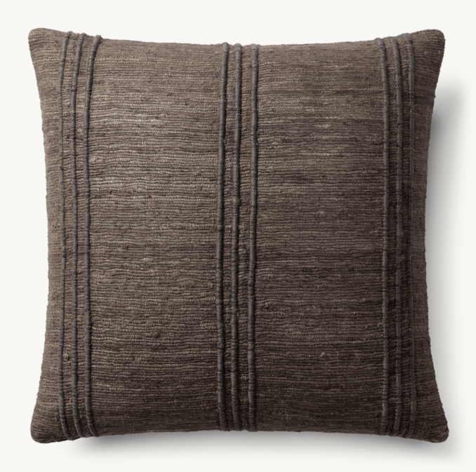 Overhead view of Seta Raw Silk Center Stripe Pillow - Square 