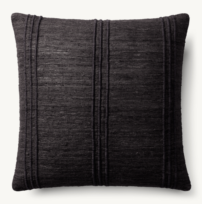 Overhead view of Seta Raw Silk Center Stripe Pillow - Square 