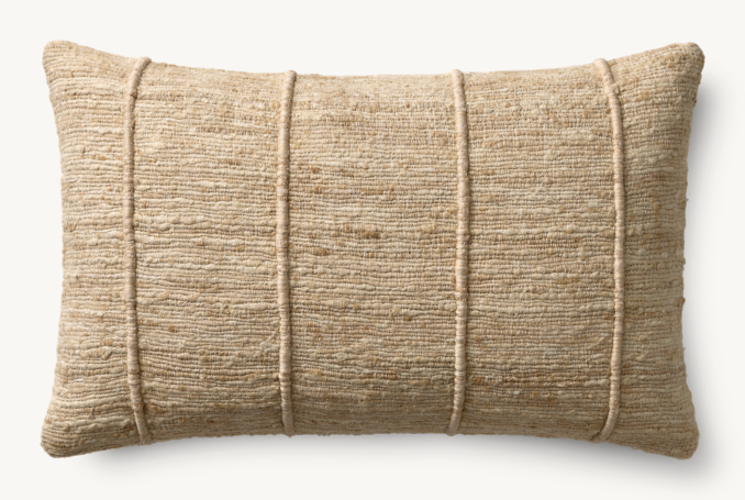 Overhead view of Seta Raw Silk Symmetric Stripe Pillow - Lumbar 