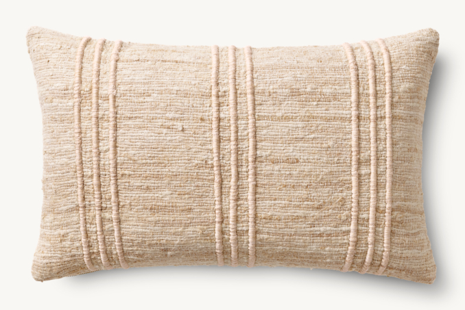 Overhead view of Seta Raw Silk Center Stripe Pillow - Lumbar 