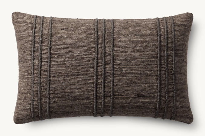 Overhead view of Seta Raw Silk Center Stripe Pillow - Lumbar 