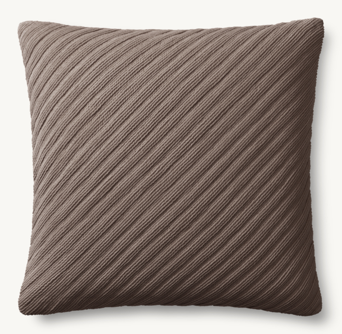 Pleated Cotton Velvet Diagonal Pleated Pillow Cover - Square