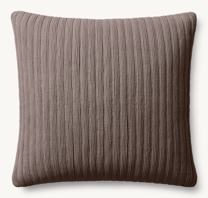 Vue en Hauteur - Coussin en Velours de Coton Plissé à La Verticale - Carré - Mocaccino