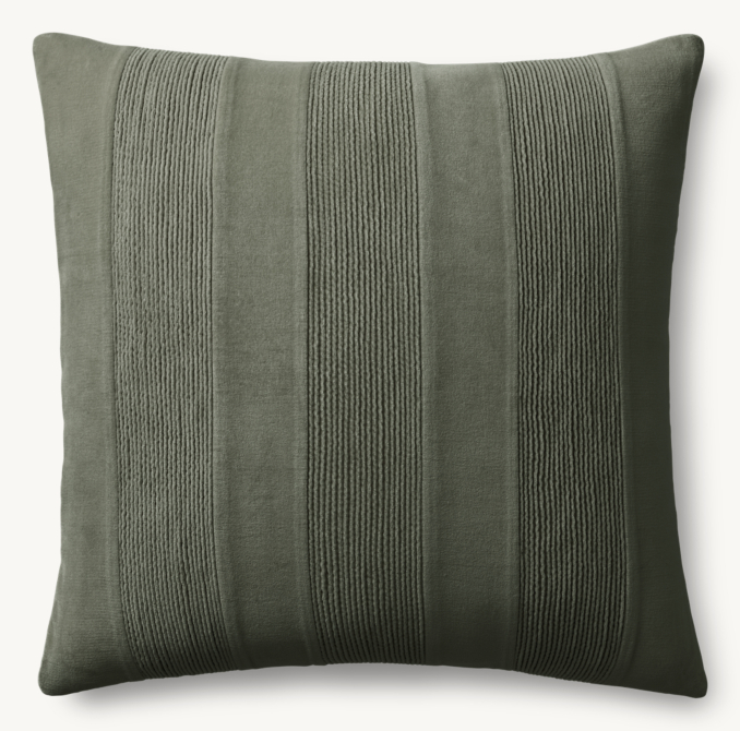 Vue en Hauteur - Housse de Coussin Plissée en Velours de Coton - Carrée - Vert