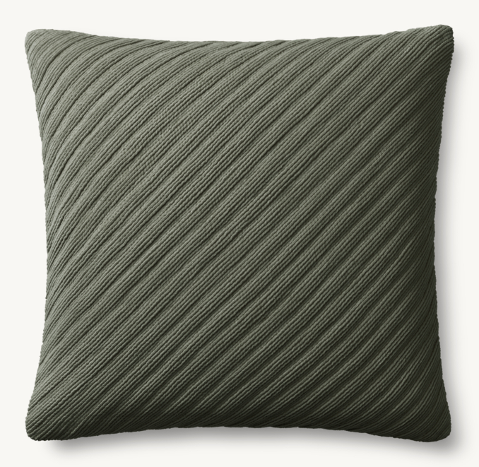 Overhead view of Pleated Cotton Velvet Diagonal Pleated Pillow - Square 