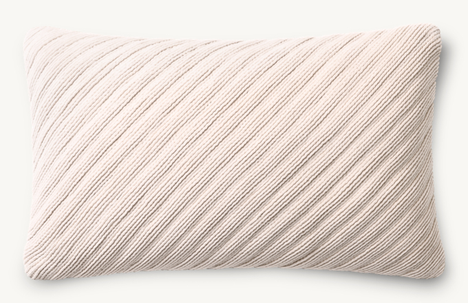 Pleated Cotton Velvet Diagonal Pleated Pillow Cover - Lumbar