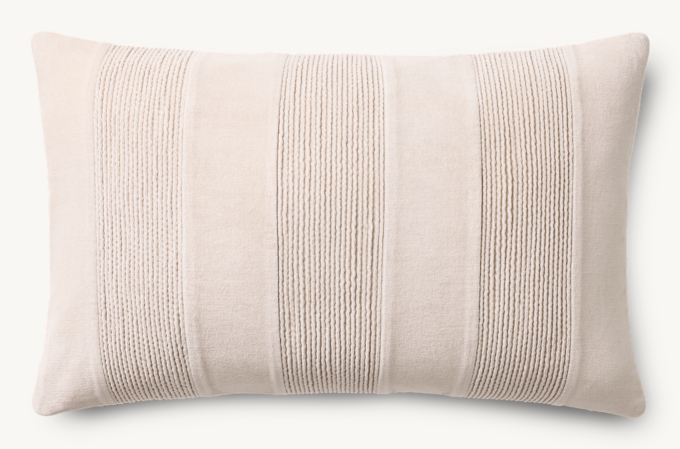 Pleated Cotton Velvet Pleated Stripe Pillow Cover - Lumbar