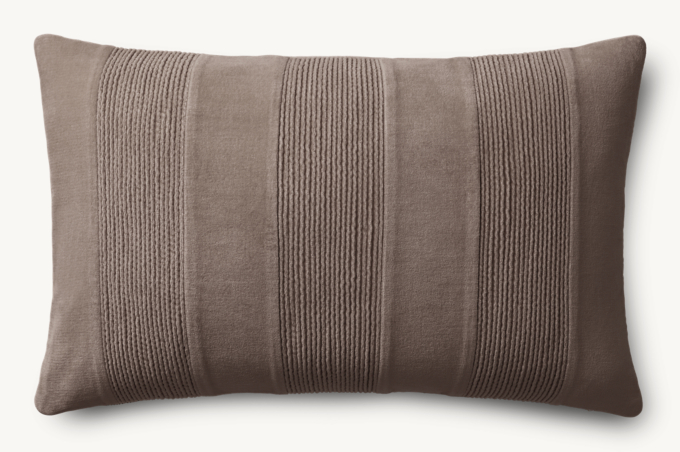 Pleated Cotton Velvet Pleated Stripe Pillow Cover - Lumbar
