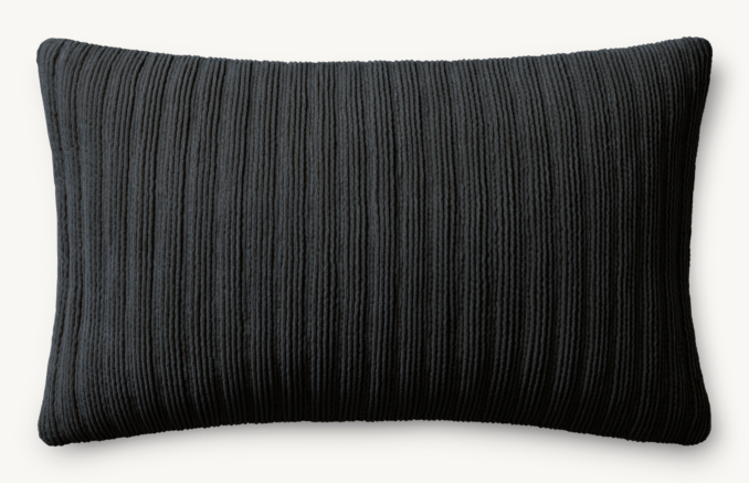 Overhead view of Pleated Cotton Velvet Vertical Pleated Pillow  - Lumbar