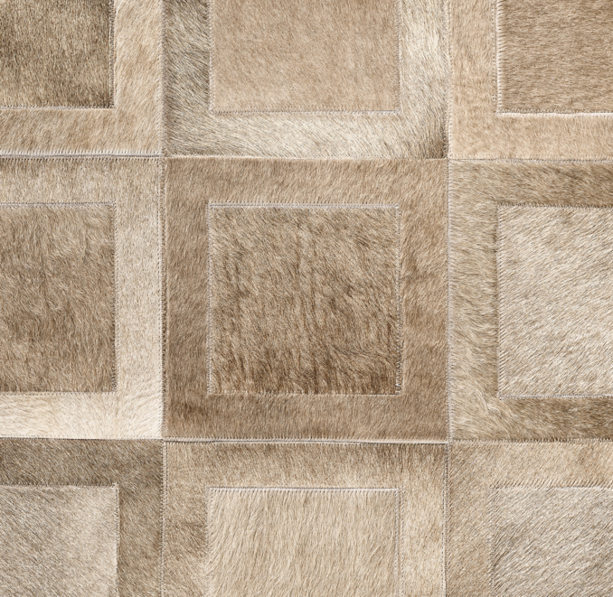 Overhead view of Mateus Luxe Cowhide Rug Swatch 