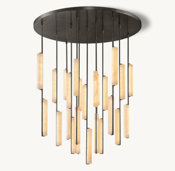 Audubon Alabaster Round Chandelier 56" - Elegant Lighting