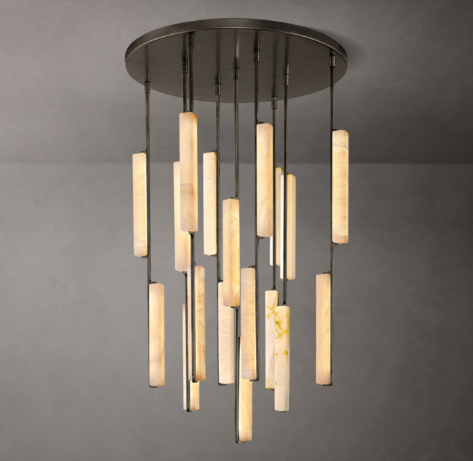 Audubon Alabaster Round Chandelier 40\"
