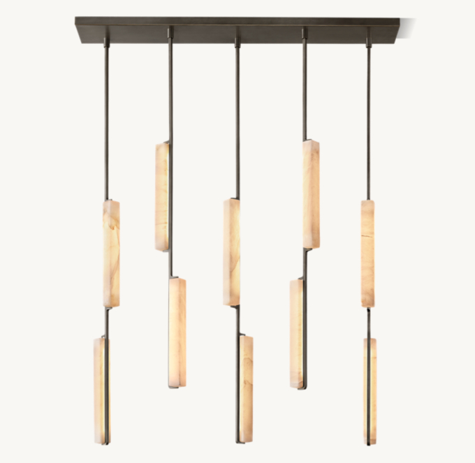 Audubon Alabaster Linear Chandelier 54\"