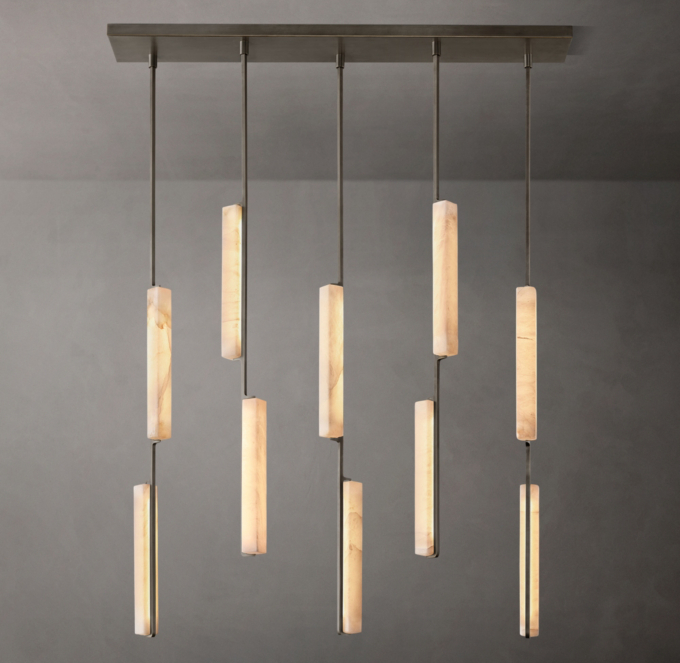 Audubon Alabaster Linear Chandelier 54\"