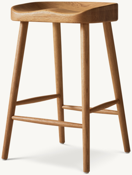 Vue de Trois Quarts - Ferme Danoise - Tabouret de Bar et de Comptoir - Chêne Naturel 