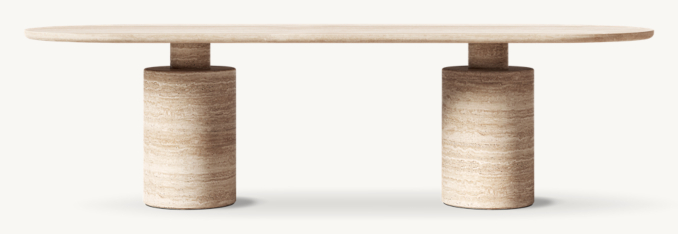 Vue de Face - Ponti - Table à Manger - Travertin Classique