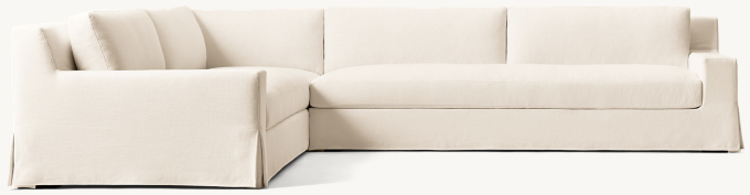 Modena Slipcovered Track Arm Bench-Cushion Left-Arm L-Sectional