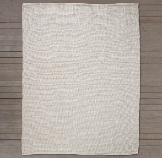 Looped Basket Weave Rug White