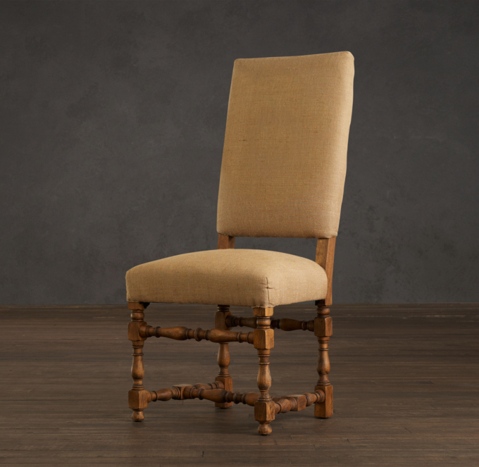 1890 English Baroque Burlap Side Chair