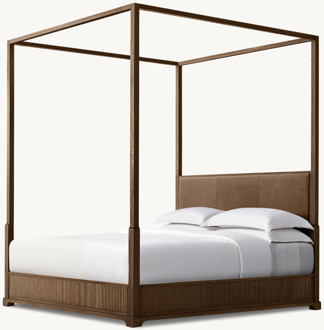 Genevieve Reeded Leather Canopy Bed