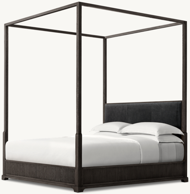 Genevieve Reeded Leather Canopy Bed