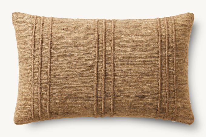 Seta Raw Silk Center Stripe Pillow - Lumbar