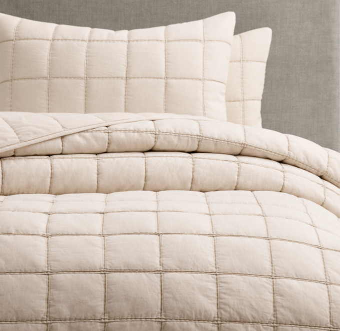 Linen-Cotton Box-Stitch Quilt