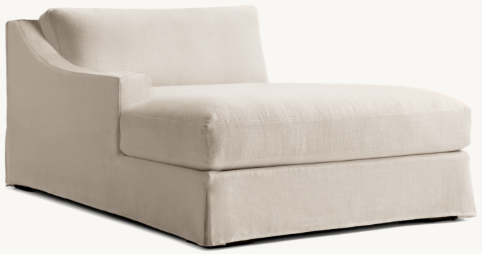 Three Quarter view of Modena Slipcovered Slope Arm Left-Arm Chaise 